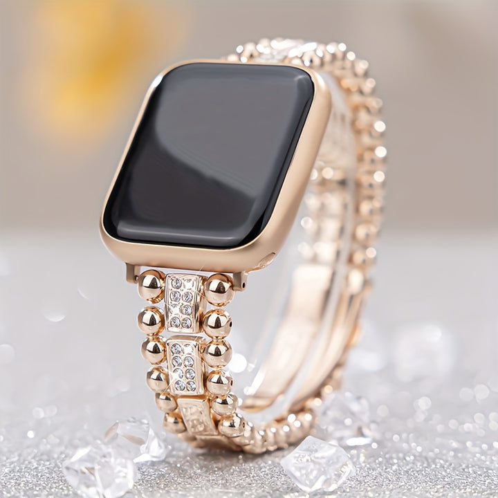 Stainless Steel Metal Band With Sparkling Rhinestones