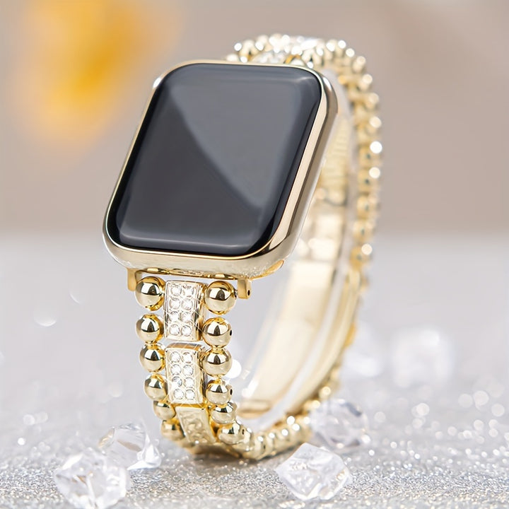 Stainless Steel Metal Band With Sparkling Rhinestones