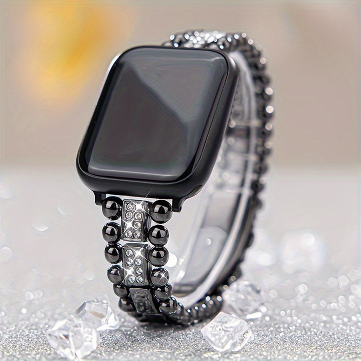 Stainless Steel Metal Band With Sparkling Rhinestones