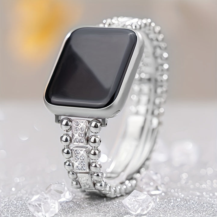 Stainless Steel Metal Band With Sparkling Rhinestones