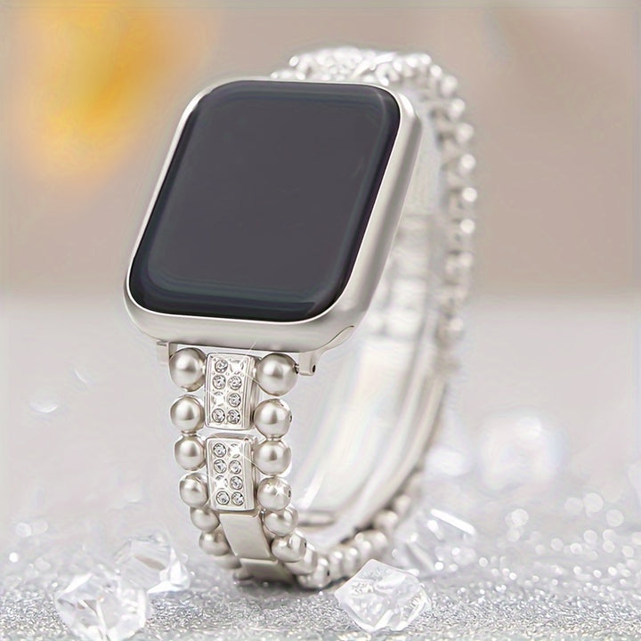 Stainless Steel Metal Band With Sparkling Rhinestones